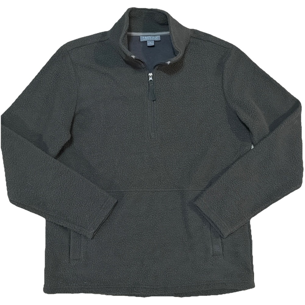 Free Fly Large Fleece Pullover Mens Zip Sherpa Bamboo Grey Pockets